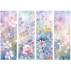 Printable Spring Flowers Bookmarks | 4 Bookmark Set | Floral Bookmark | Summer Spring Bookmark | Bookish Gift | Watercolor Flower Bookmark