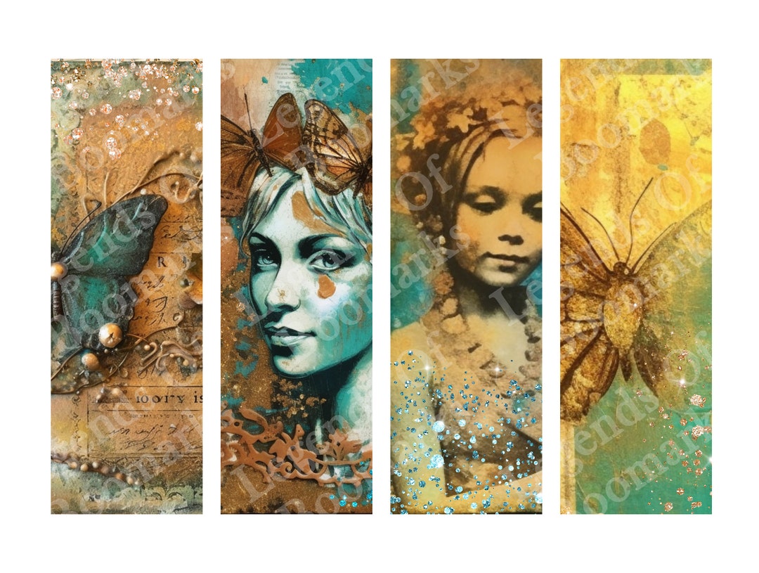 Printable Butterfly Bookmarks | Set of 4 | Vintage Ephemera | Glowing ...