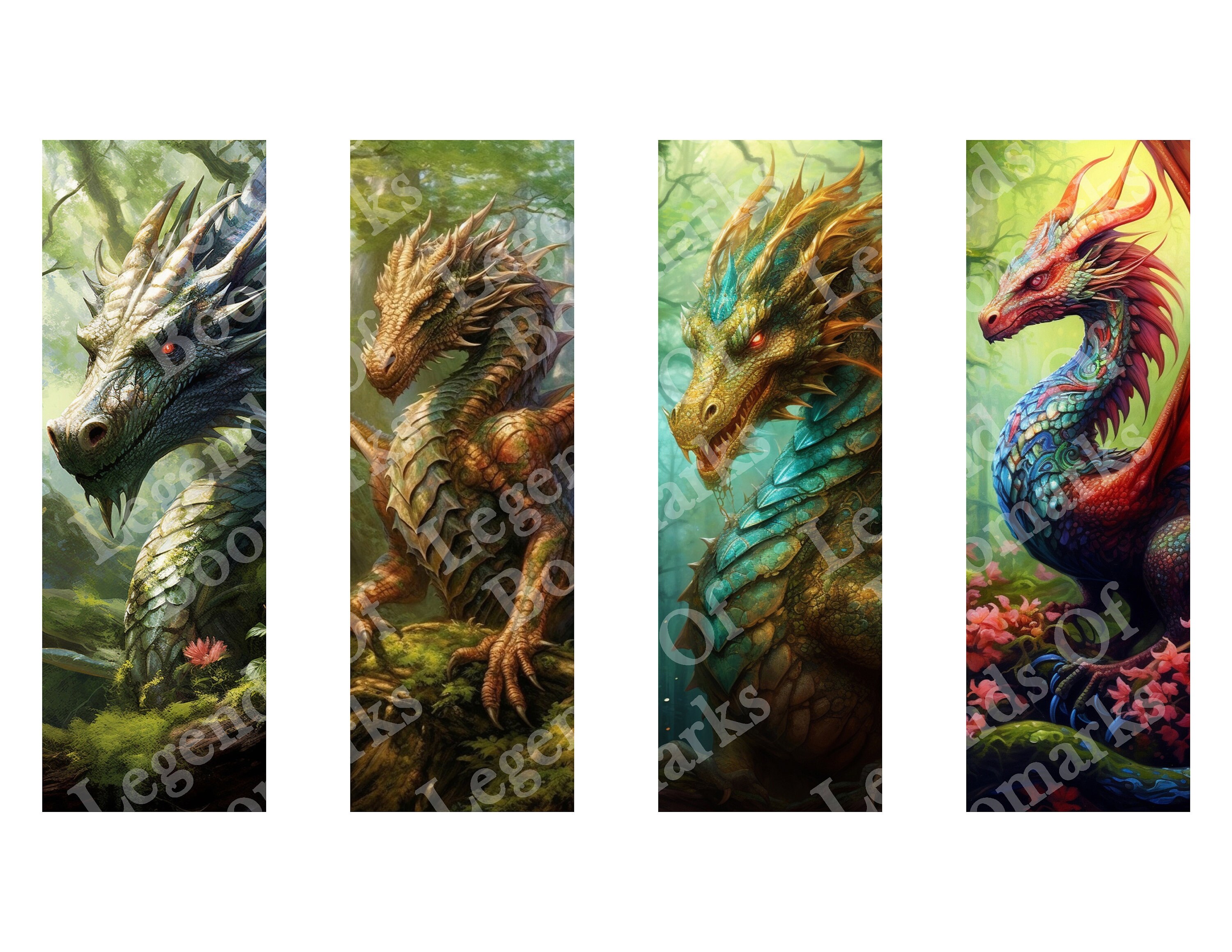 16 Printable Dragon Bookmarks Set of 16 Bundle Fantasy - Etsy