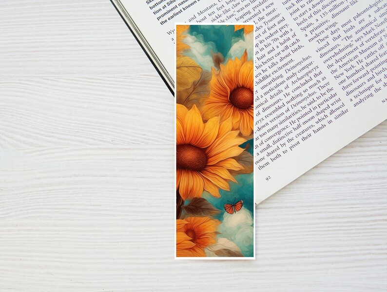 Printable Sunflowers Digital Bookmarks Set of 4 Bookmark Vintage Flower ...