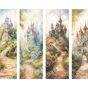 Printable Cute Fantasy Castle Bookmarks | Set Of 4 Bundle | Fairytale Bookmark | Castle Bookmark | Bookish Gift | Fantasy Lover Gift