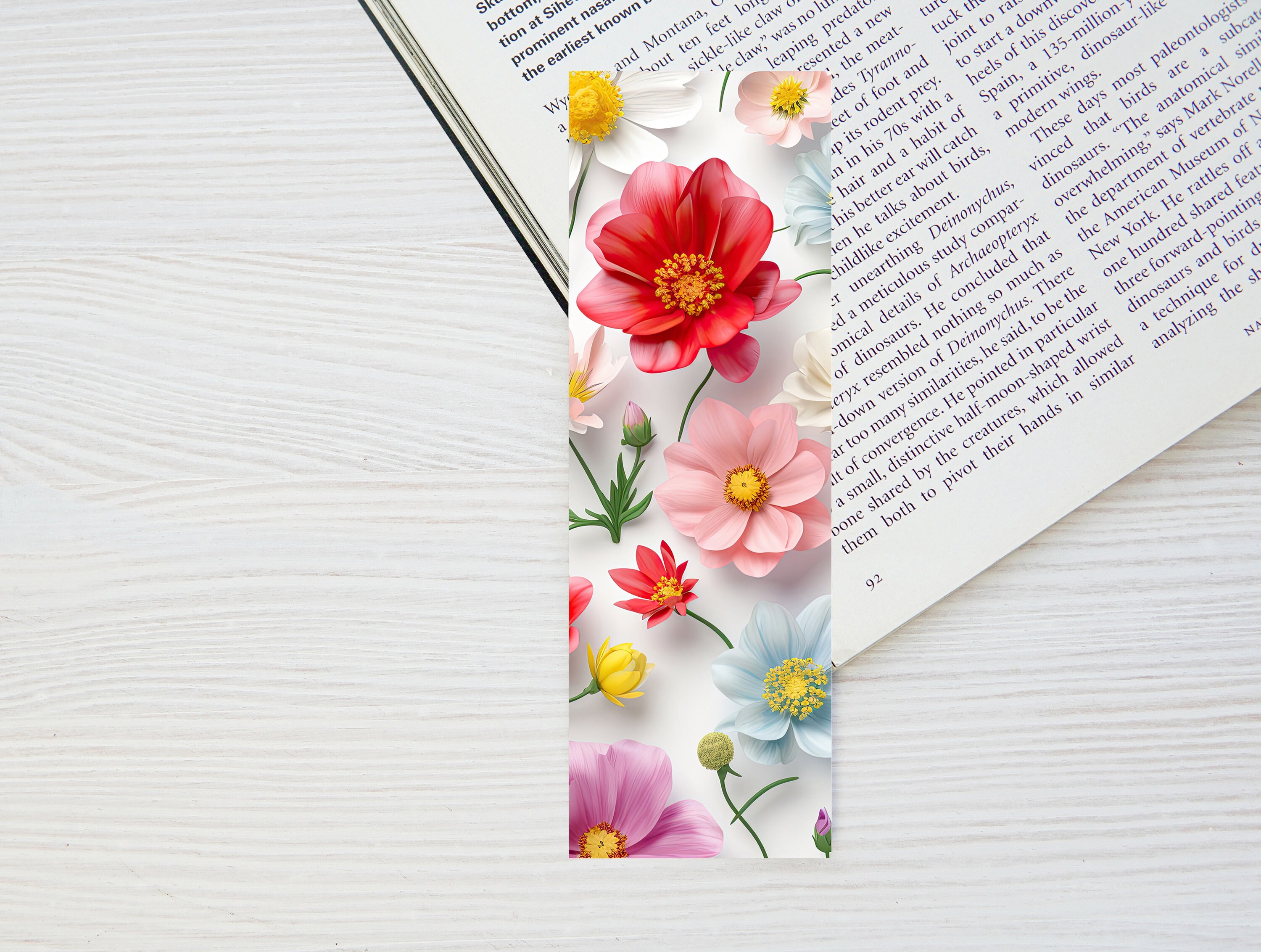 Printable Flower Bookmarks 4 Bookmark Set Floral Bookmark 3D Bookmark ...
