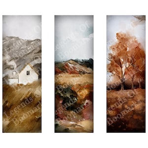 Printable Fall Bookmarks | Set Of 3 | Autumn Bookmark | Bookmark For Women | Bookish Gift | Book Lover Gift | Watercolor Fall Landscape