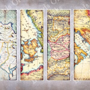 Printable Vintage Maps Bookmarks | 4 Bookmark Set | Map Bookmark | Travel Bookmark | Bookish Gift | Travel Lover Gift | Gift For Her
