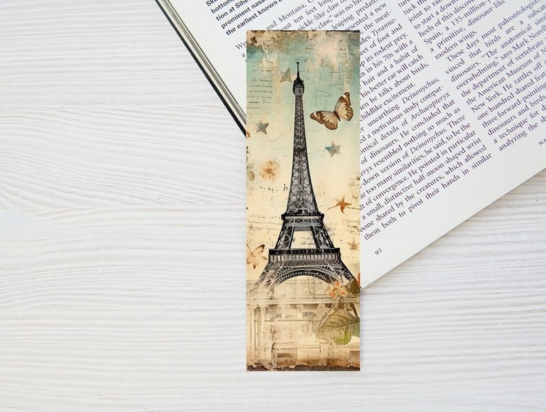 Printable Paris Eiffel Tower Bookmarks Set of 4 Digital Etsy