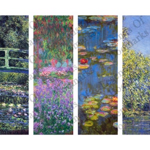 Printable Monet Flower Garden Bookmarks | Set Of 4 | Flower Pattern | Reader Gift | Bookish Gift | Gift For Her | Book Lover Gift