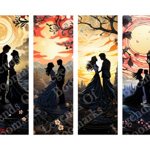 Lesezeichen Lesezeichen | 4 Lesezeichen Set | Romantisches Lesezeichen | Bücherwurm Geschenk | Seitenmarkierer | Lesezeichen Küssen | Valentinstag | Sonnenuntergang