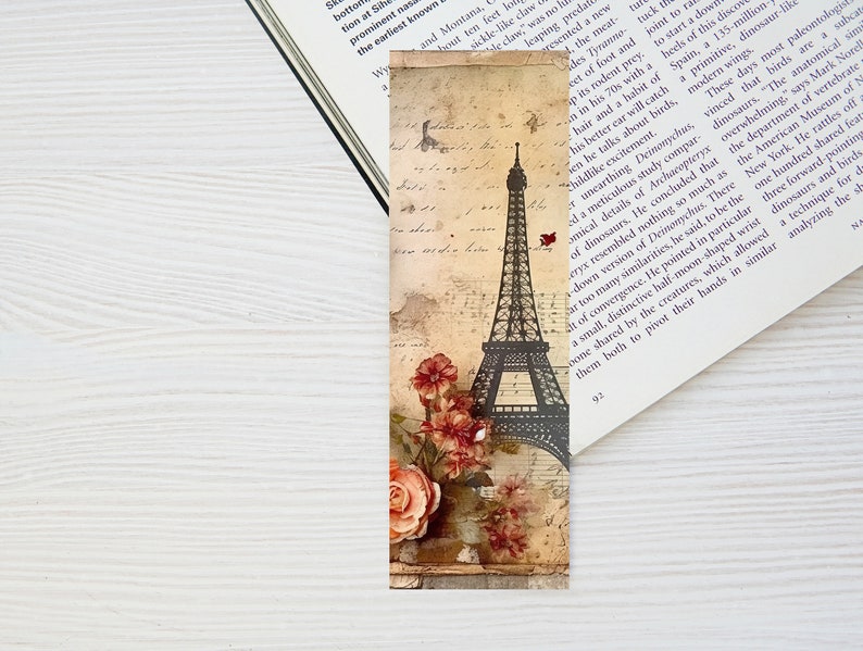 Printable Paris Eiffel Tower Bookmarks Set of 4 Digital Etsy