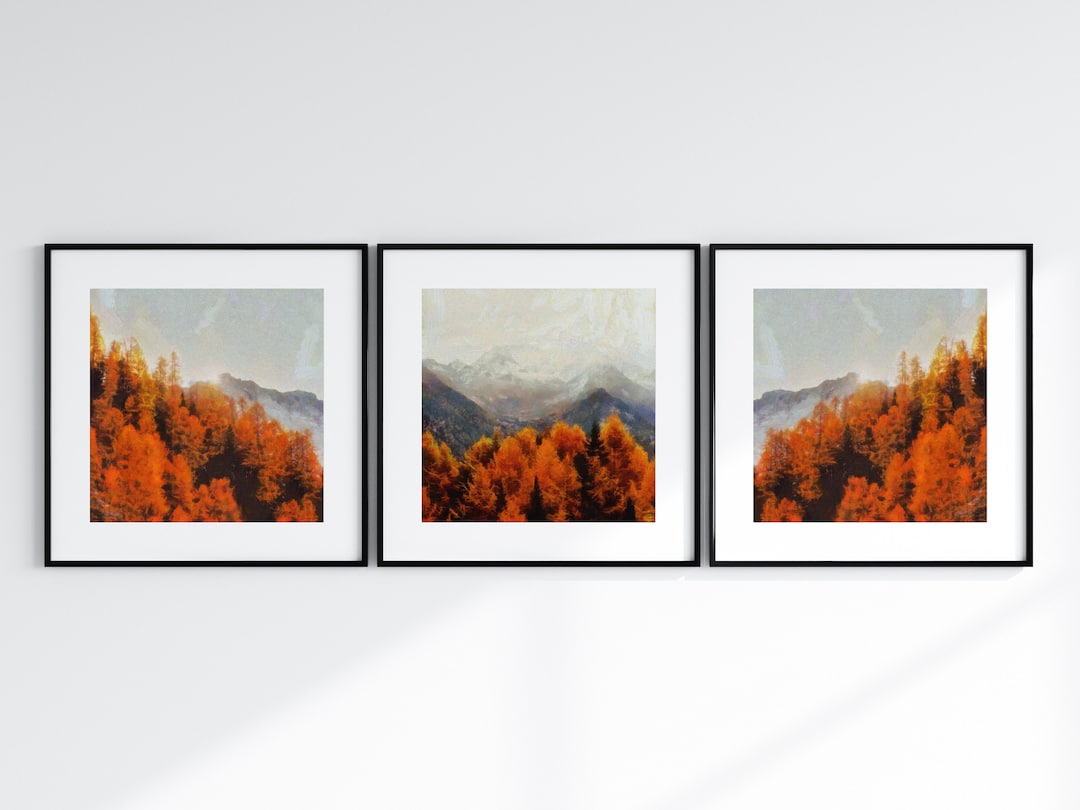 Printable Fall Autumn Landscape Wall Art | Set of 3 | Square Digital ...