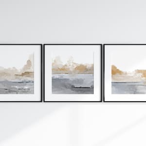 Printable Abstract Boho Landscape Wall Art | Set Of 3 | Square Digital Print | Minimal Earth | Instant Download | 8 x 8 | 10 x 10 | 11 x11
