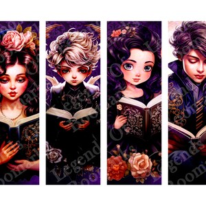 Printable Cute Gothic Reading Bookmarks | Set Of 4 Bundle | Goth Bookmark | Witchy Bookmark | Bookish Gift | Goth Lover Gift | Page Marker