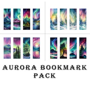 16 Printable Aurora Bookmarks | Set Of 16 Bundle | Aurora Borealis Bookmark | Bookish Gift | Aurora Lover Gift | Northern Lights | Fantasy