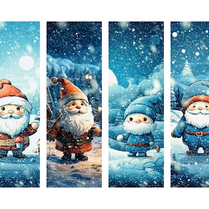 Druckbare Weihnachts Lesezeichen | 4er Set Bundle | Lesezeichen Lesezeichen Süsses Weihnachts Lesezeichen Bücherwurm Geschenk | Weihnachtsfeiertags-Winterwunderland