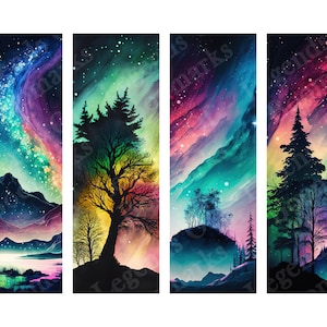 Printable Aurora Bookmarks | Set Of 4 Bundle | Northern Lights | Aurora Borealis  | Bookish Gift | Fantasy Bookmark | Book Lover Gift |
