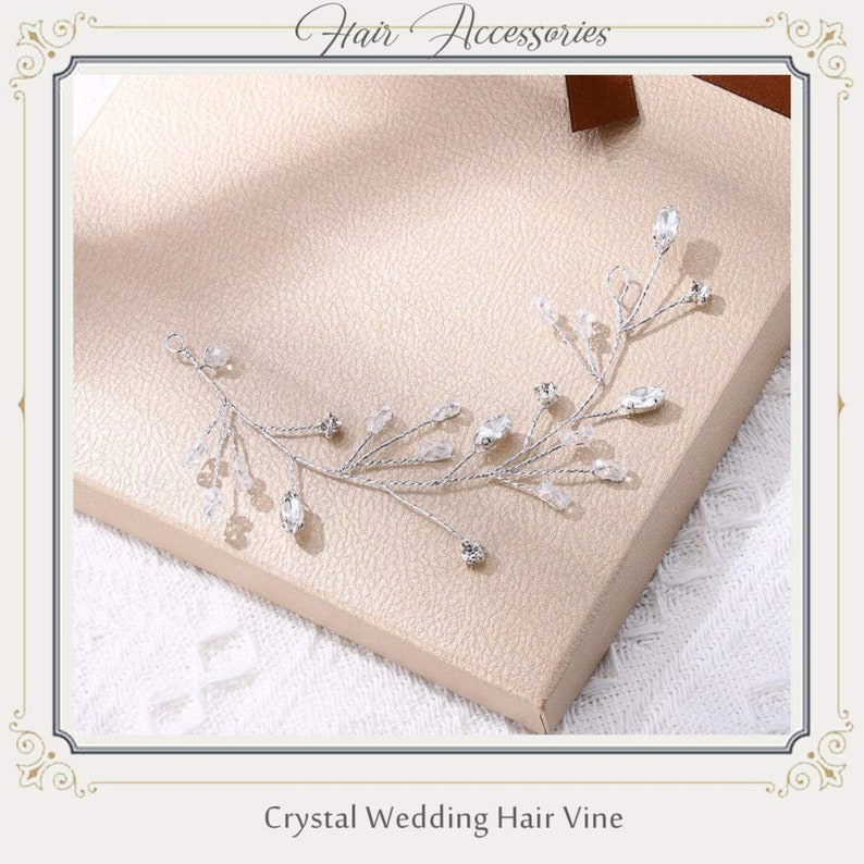 Jakawin Bride Crystal Wedding Hair Vine Rhinestone Hair Piece Bridal Headpiece Silver Hair Accessories for Women and Girls HV121