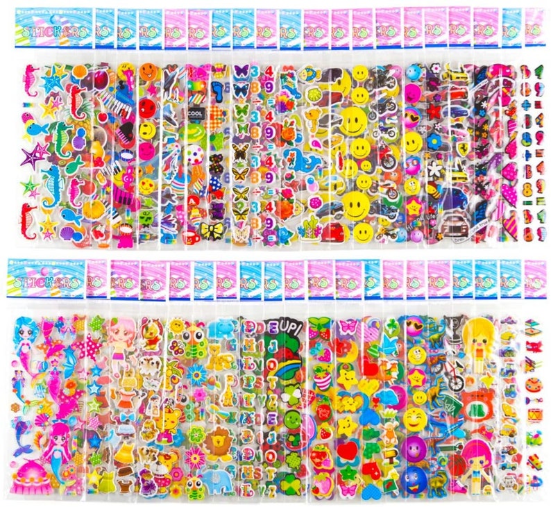 sticker sheets stickers for kids 40 different bulk 1200 fun etsy
