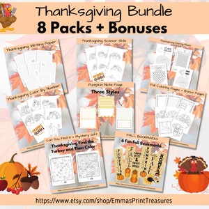 Thanksgiving-Bundle| 8+ Produkte, die dein Urlaubstreffen rocken werden | Stundenlanger Spaß zum Bestpreis| Labyrinthe, Ausmalen und vieles mehr