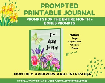 My April Journal| 31+ Unique Prompts | Monthly Overview| Themed Lined Journal Pages| Great for Both Beginner and Expert Journal Writers
