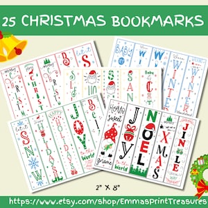 25 Christmas Bookmarks| 2x8 in| Makes a Great Stocking Stuffer for Your Book Lover| Digital Download| Printable Bookmark Template