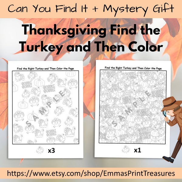 Can You Find It + Mystery Gift| Hidden Object Game| Thanksgiving Themed for All Ages| Seek and Find| Coloring Pages| Holiday Activety
