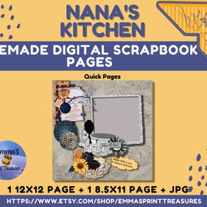 Nana's Kitchen - Gotowe strony do cyfrowego albumu | 1 12x12 | 1 8,5x11 | 2 JPG | Łącznie 2 gotowe układy | Szybkie strony do albumu