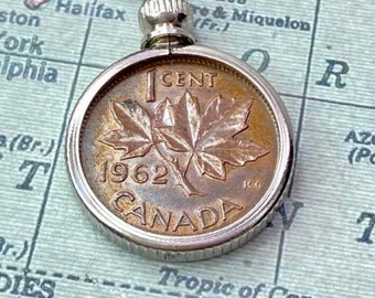 Canada Maple Leaf Penny Coin Pendant Necklace 1962,1983,1989 Canadian Penny