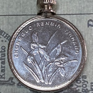 China 1 Jiao Yen Coin Pendant Necklace 2010 Orchid Blossom Flower Coin Necklace