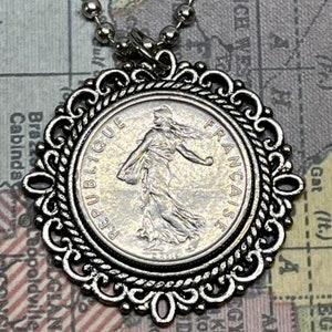 France Half Franc Coin Pendant Necklace