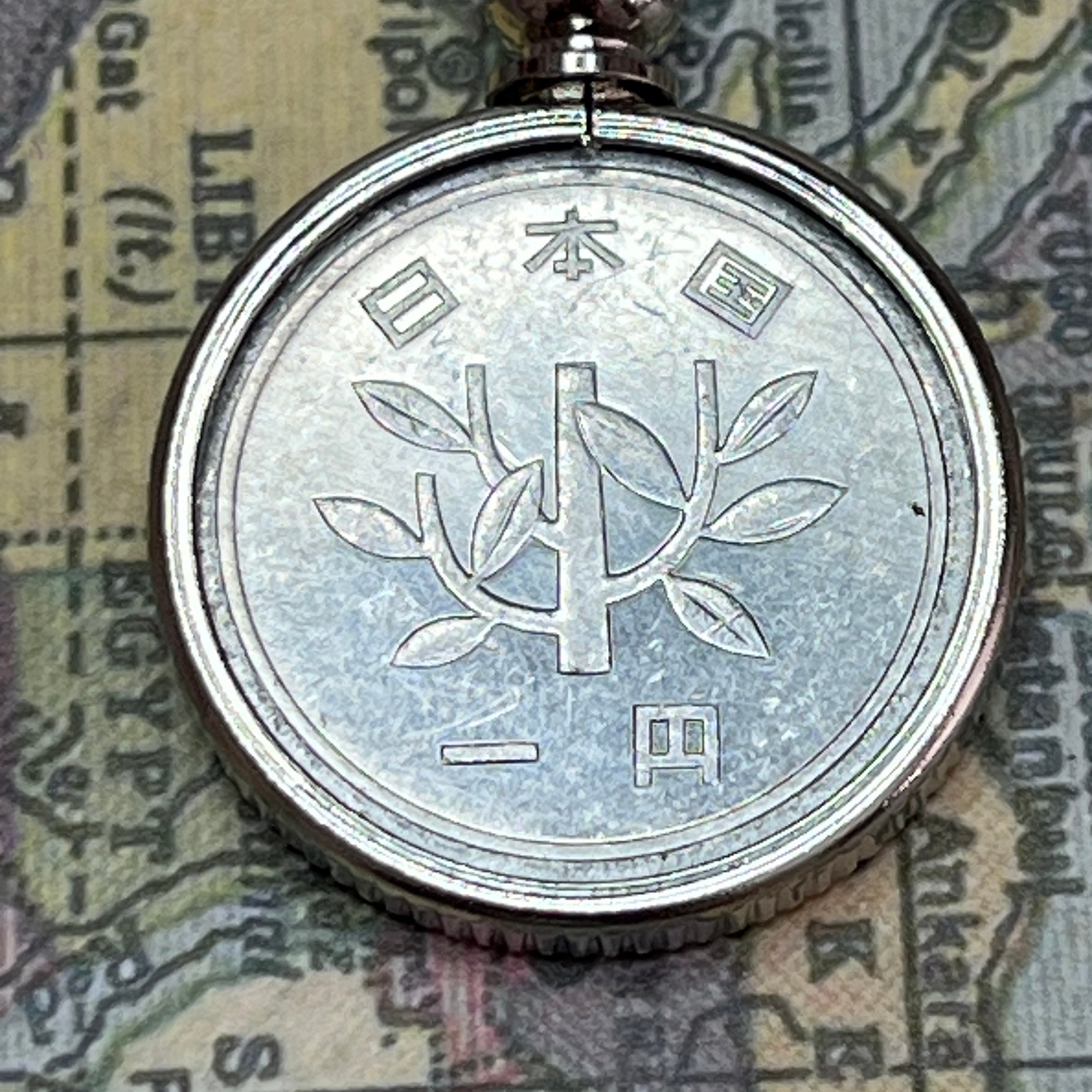 Japan 1 Yen Showa Coin Pendant Necklace Bamboo Japanese Coin Necklace ...