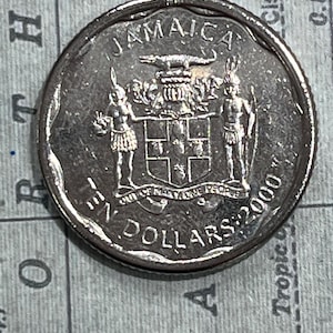 Jamaica Ten Dollar Coin Pendant Necklace Silver Jamaican Coin Keepsake Charm Various Years