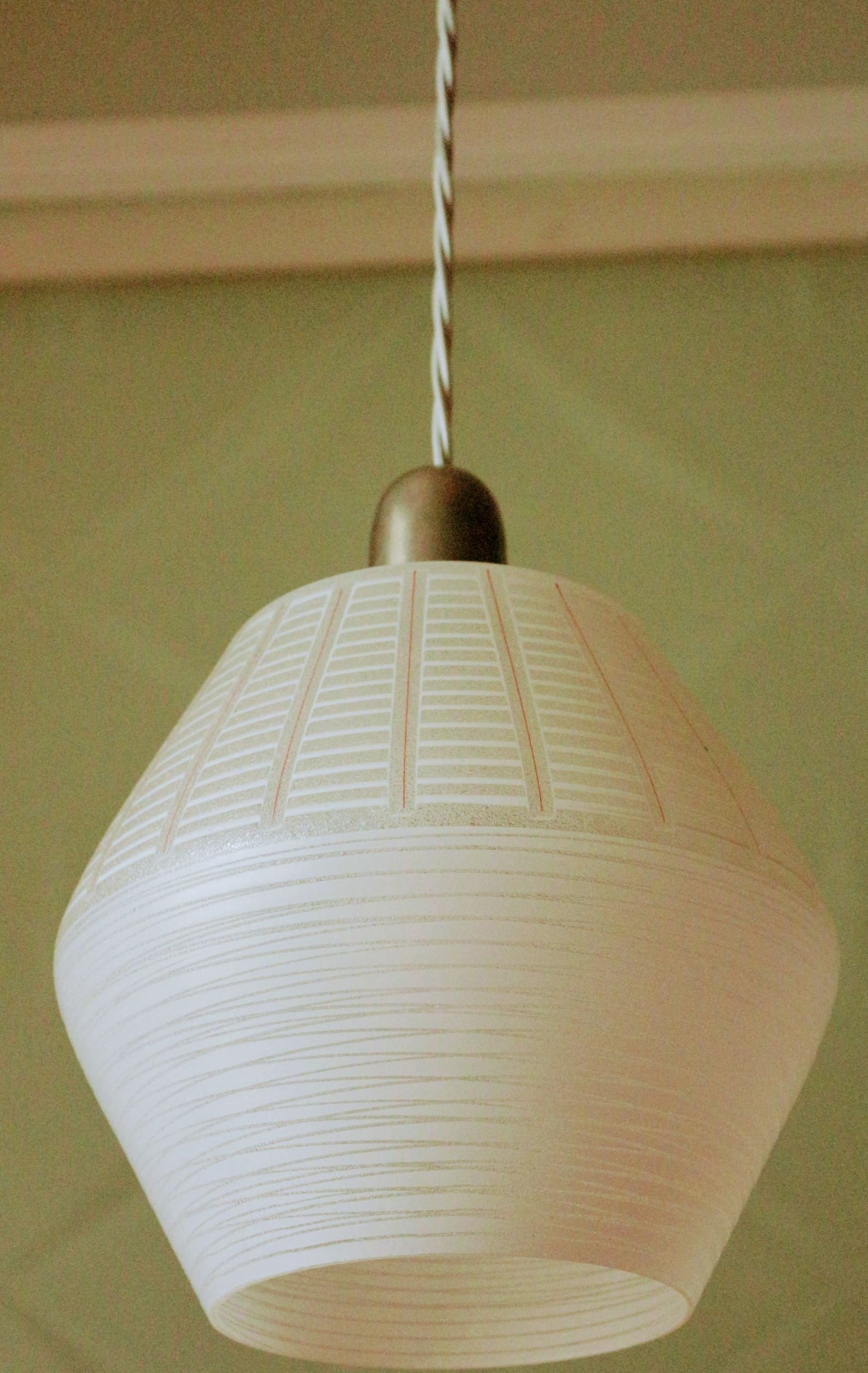 An elegant Mid Century Vintage White Opaque Glass Pendant Etsy