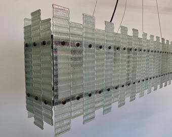 Handmade Industrial Island Pendant Light: Reclaimed Glass, Bespoke Design