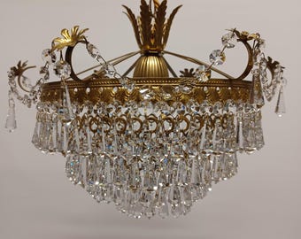 vintage chandelier four tiered crystal light chandelier with swag and flower detail