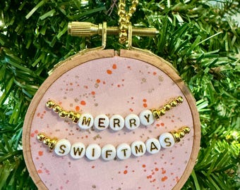TS "Merry Swiftmas" Friendship Bracelet Ornament