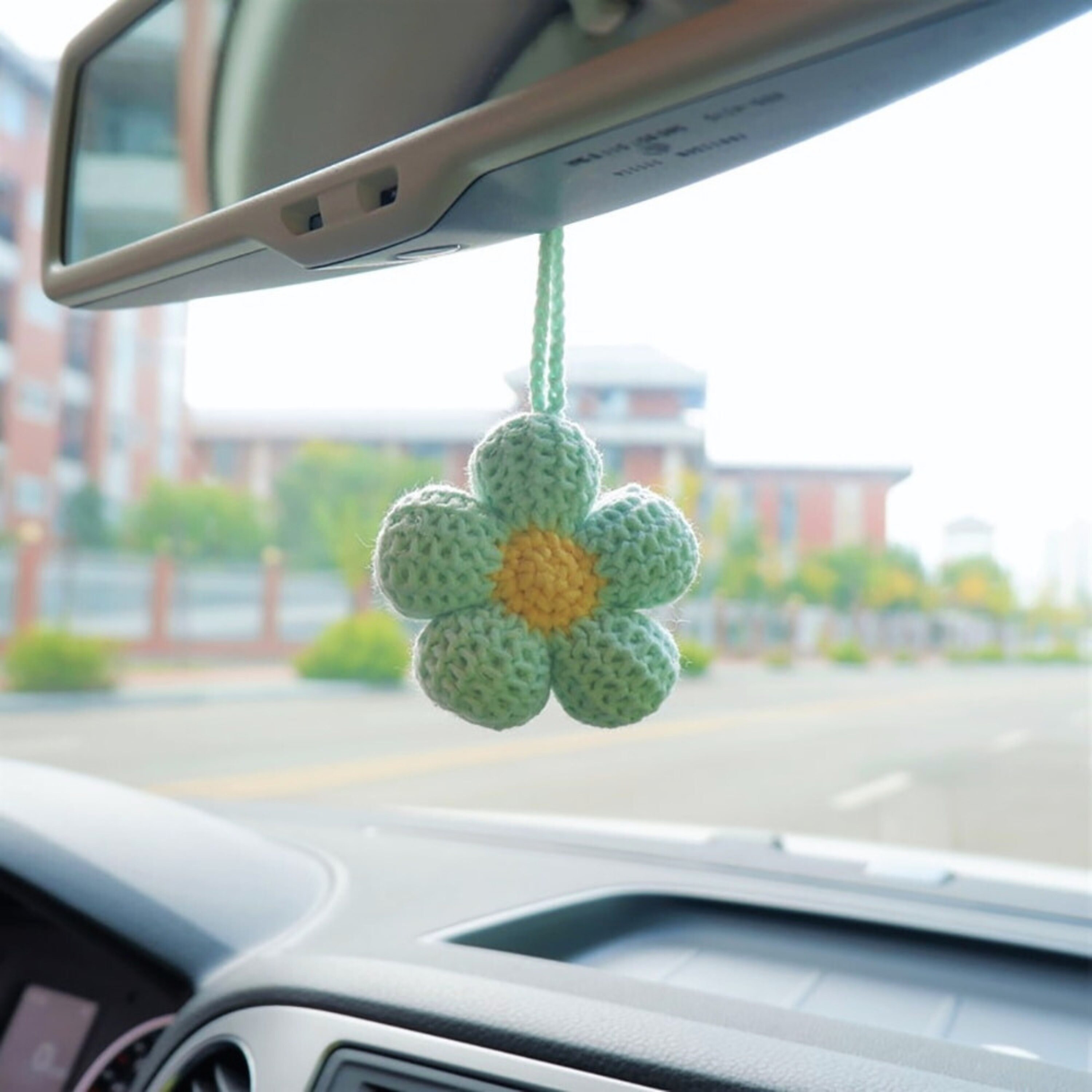 Crochet Flower Car Charm Hanging Decor Mirror Accessories Etsy
