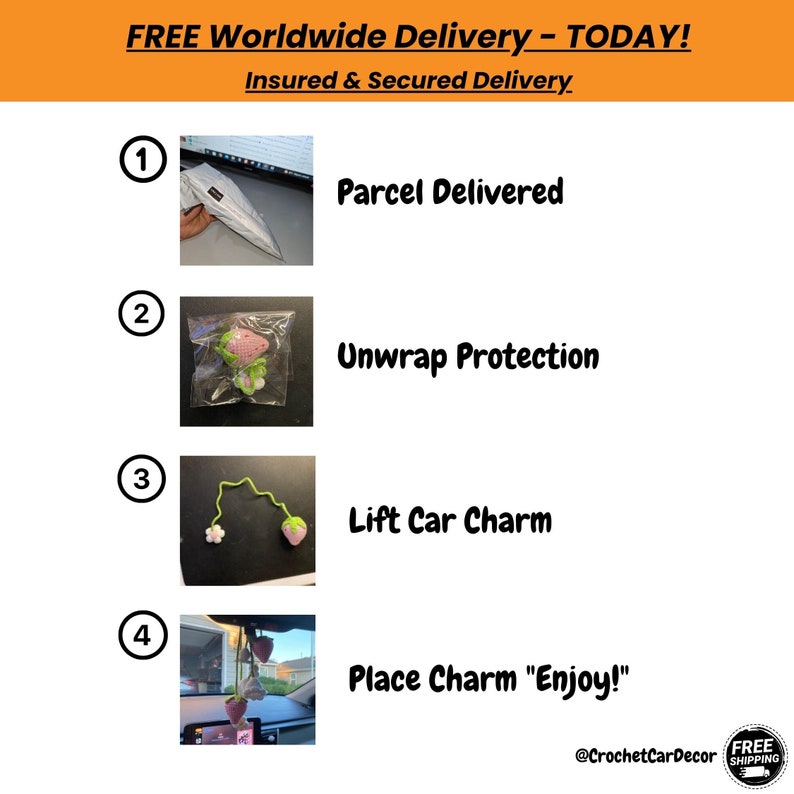 Crochet Lily of the Valley White Car Hanging Decor Mirror Rear View