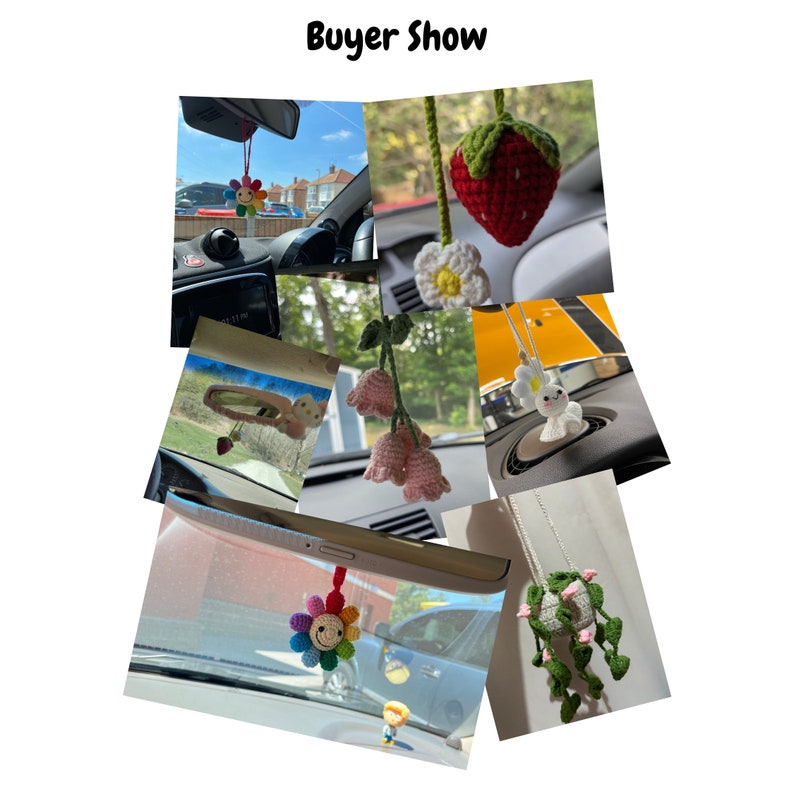 Eyes Crochet Car Mirror Hanging Decor Weird Car Decor Gift Rear View