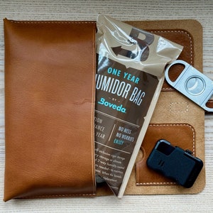 Leather Boveda Cigar Case - Small Boveda Humidor Bag Included - Personalize With Monogram