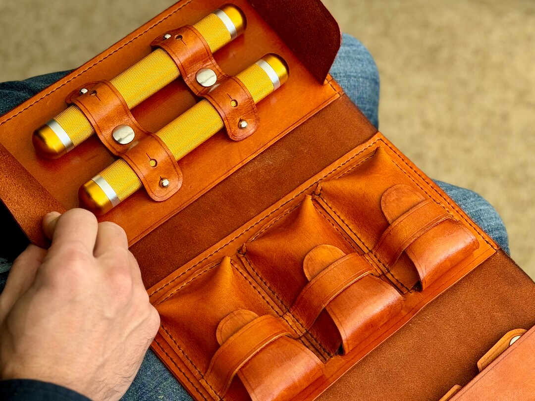 Large Cigar and Cigar Accessory Case Hand Dyed Stitched by Etsy