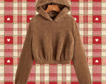 Buy Brown Teddy Bear Ears Fleece Hoodie: Cozy Plush Loungewear