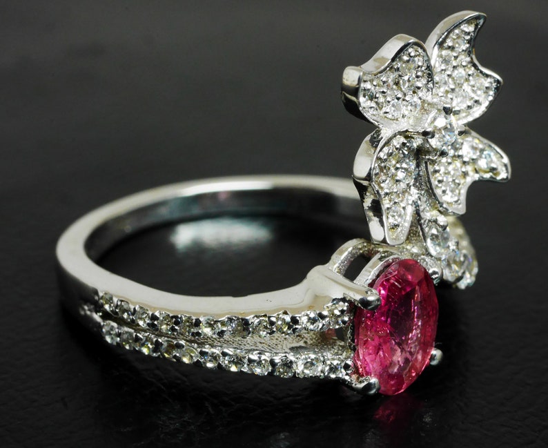 Natural Pink Tourmaline 925 Sterling Silver Ring For Wedding,Engagement