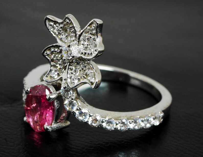 Natural Pink Tourmaline 925 Sterling Silver Ring For Wedding,Engagement