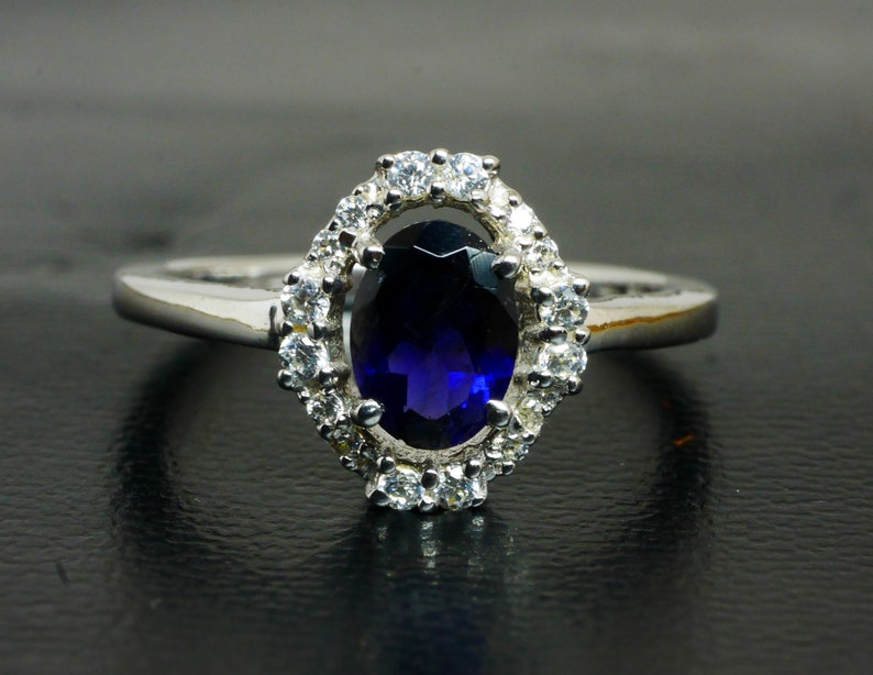Natural Faceted Iolite 925 Sterling Silver Ring For Wedding Engagement Jewelry Gift