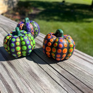 Hand Painted Halloween Pumpkin Set, Acrylic Dot Art Decor