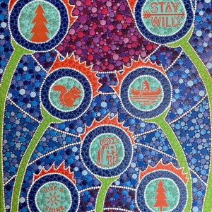Flower Dot Art, Nature Dot Art, Dot Mandala Art, Hand Painted Canvas, Nature Dot Painting