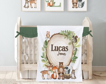 Personalized Woodland Animal Baby Blanket - Custom Name Fleece Blanket For Nursery, Boy Or Girl - View #3