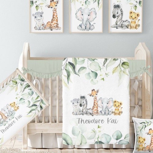 Baby Girl Safari Crib Bedding Set personalized Baby Girl Etsy