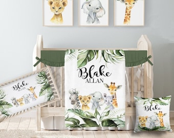 Safari Crib Bedding Set, Safari Nursery, Safari Animal Baby Bedding Set, Jungle Crib, Baby Boy Bedding Crib Bedding Girl, Baby Animals 343