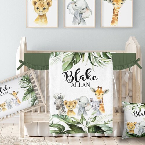 Boy Crib Bedding Set Safari Baby Boy Nursery Jungle Etsy