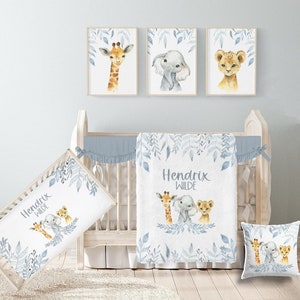 Safari Crib Bedding Set, Personalized Safari Nursery, Safari Animal Baby Bedding Set,  Baby Boy Bedding Crib Bedding Girl, Baby Animals